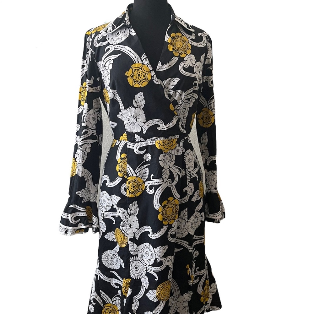 Oscar de la Renta floral long sleeve dress. Size 8